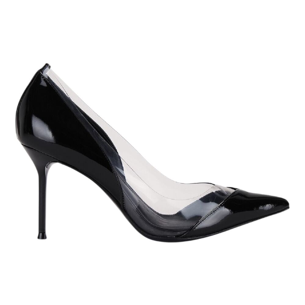 Schutz Women's Andie Stiletto Heel Vinyl Leather Pumps Black Size 8